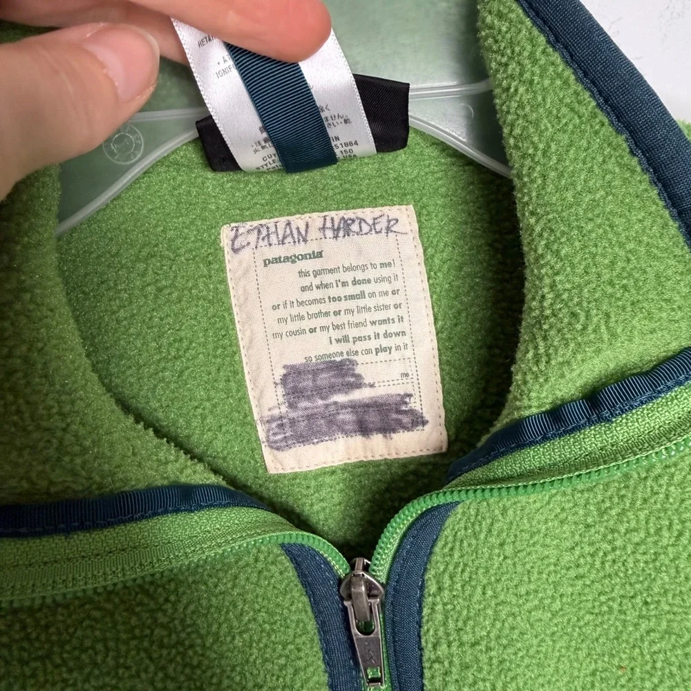 Patagonia Kids Synchilla Quarter‎ Zip Fleece Pullover Green Small 65518 S4